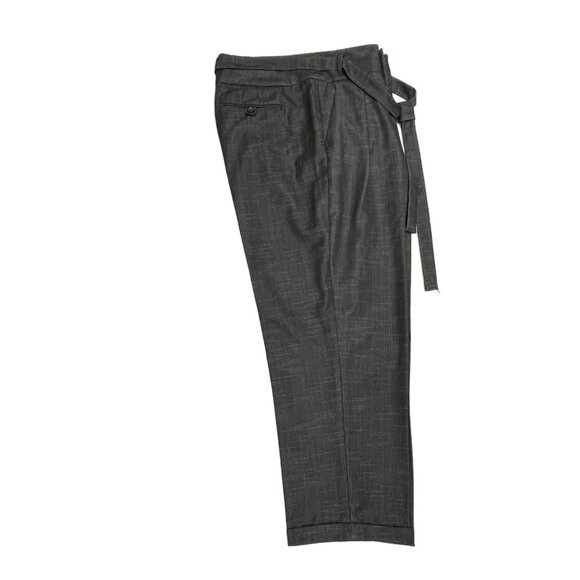 Coquille Anthro Waist Tie Pleated Ankle Length Cuffed Trousers - Picture 4 of 8